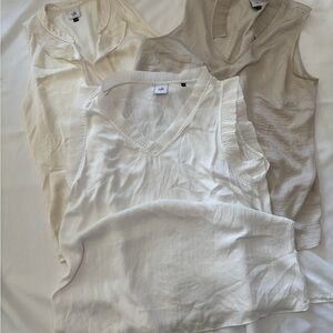 CAbi set of 3 tops - White, Cream, Tan